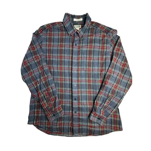 L.L. Bean Mens Traditional Fit Size L Reg Scotch Plaid Long Sleeve Flannel VTG - Picture 2 of 7